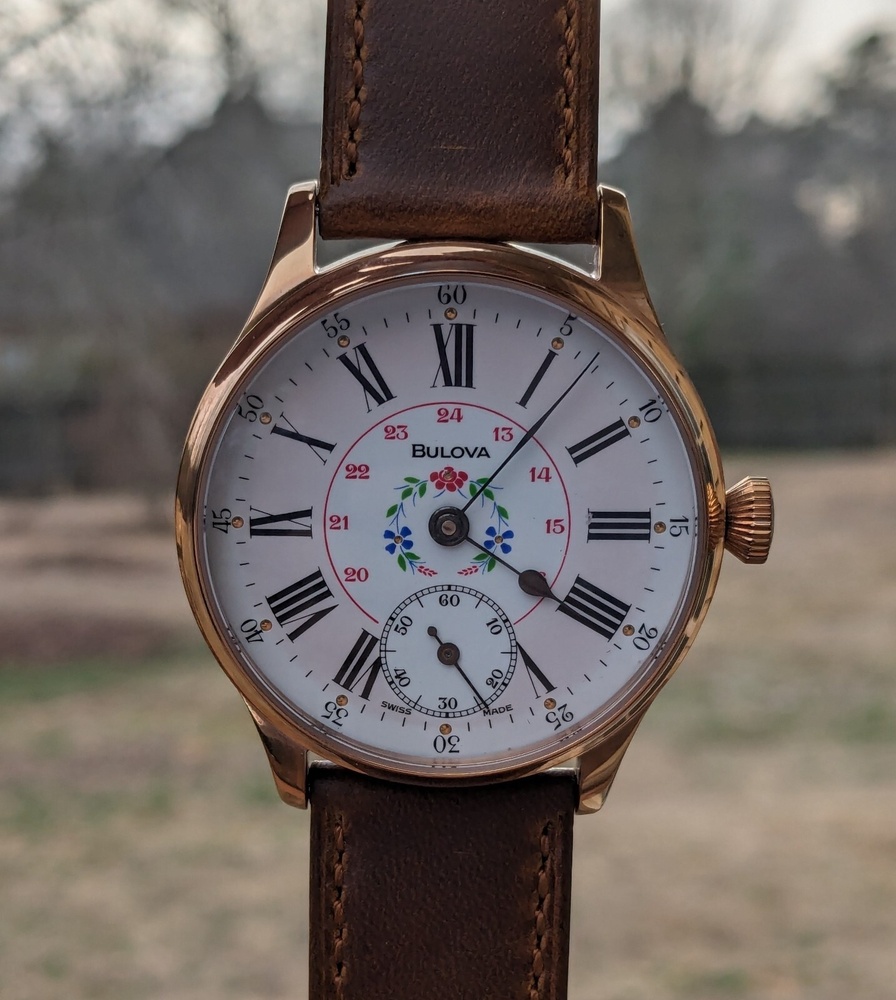 Bulova 70s Pocket Watch Conversion Wristwatch 1976 Original Dial And Movement
